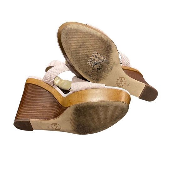 Michael Kors Josephine Wedge Soft Pink Leather Platform Sandals Womens 11M w/Box - Picture 9 of 12